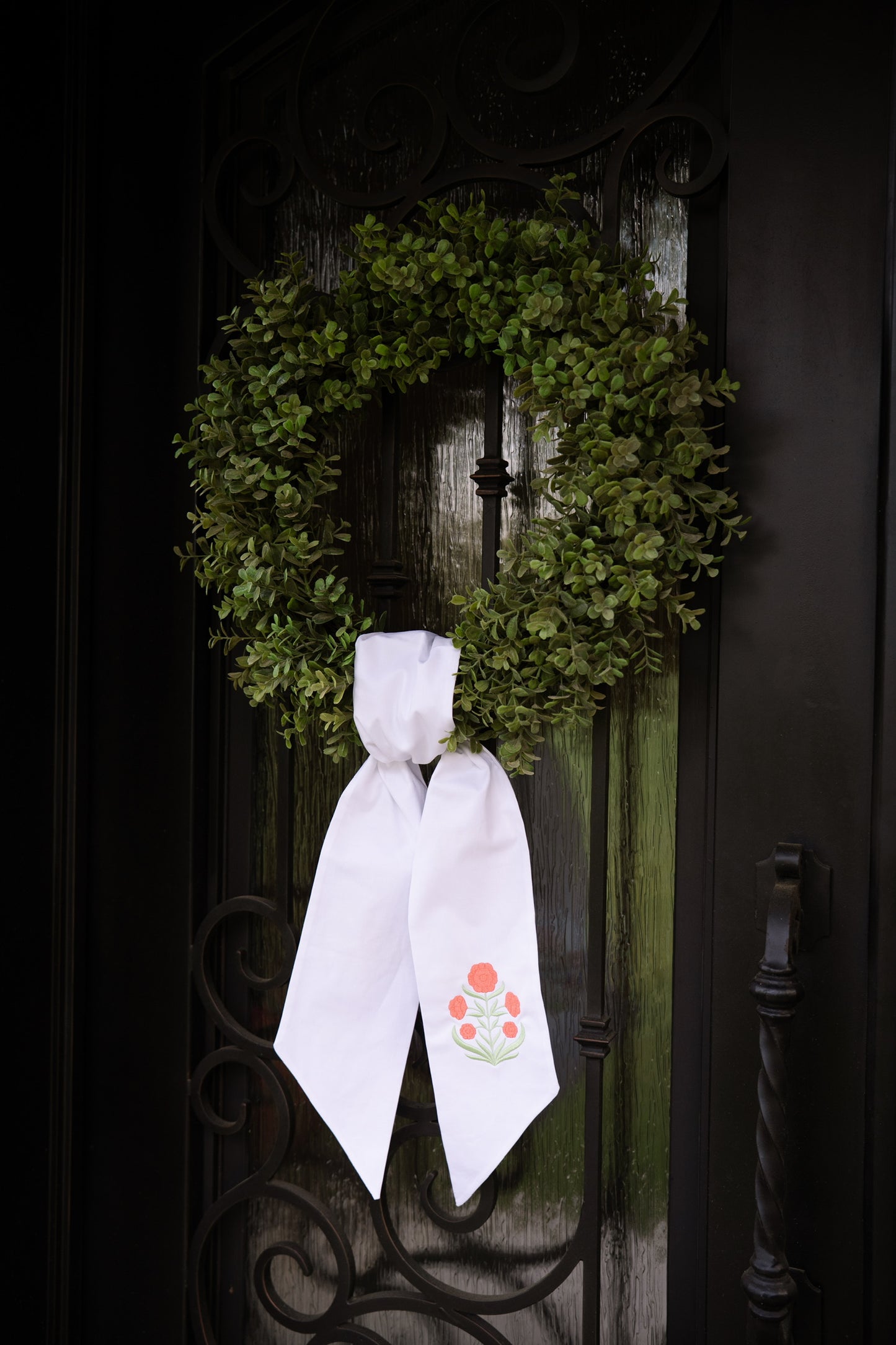 Block Flower Wreath Sash