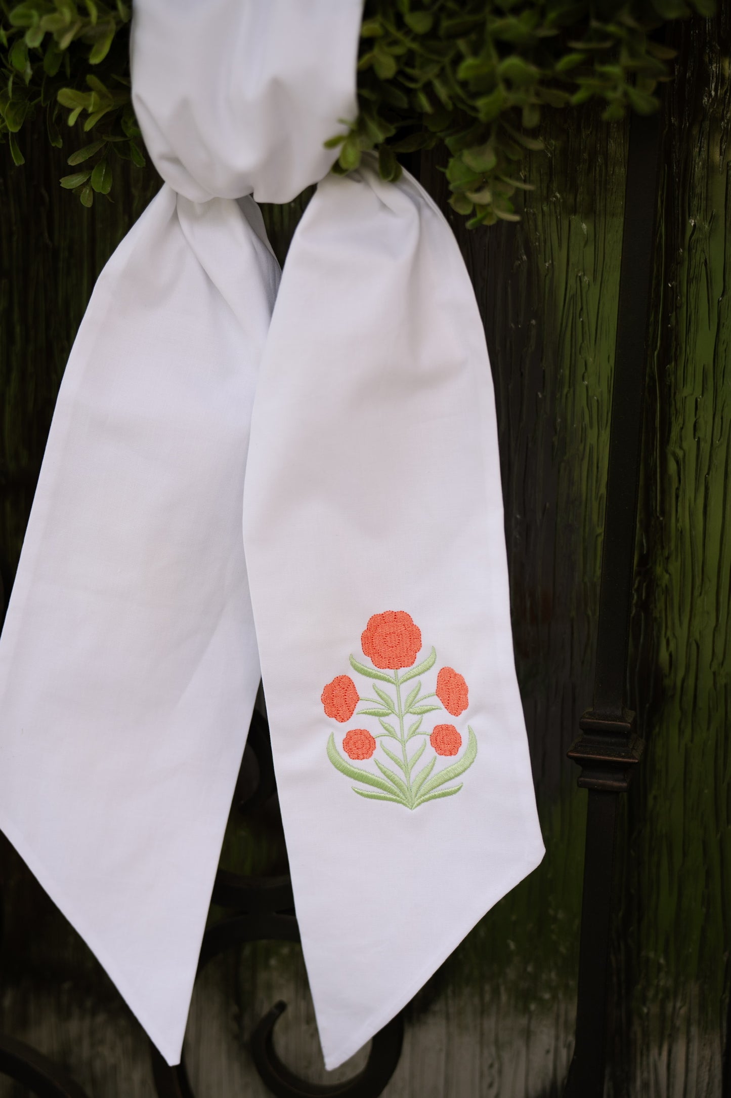 Block Flower Wreath Sash