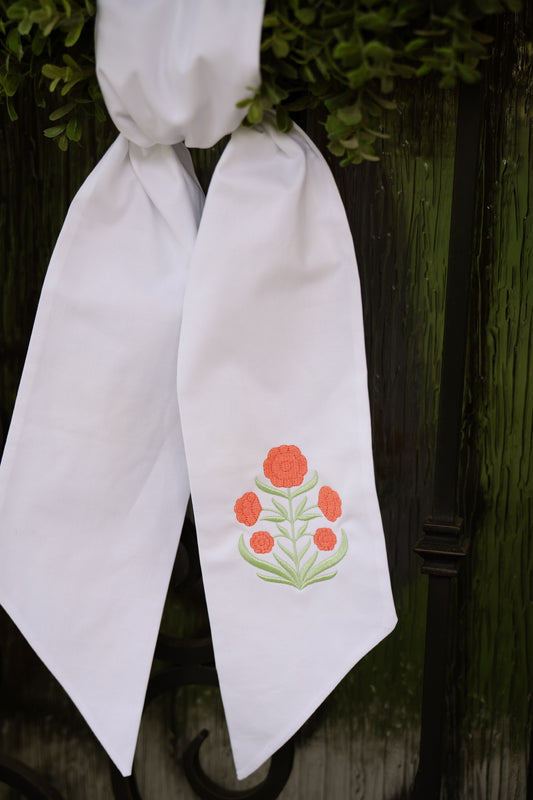 Block Flower Wreath Sash